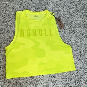 NWT NOBULL PROJECT Women's Muscle Tank Top Crop Yellow Camo -SMALL